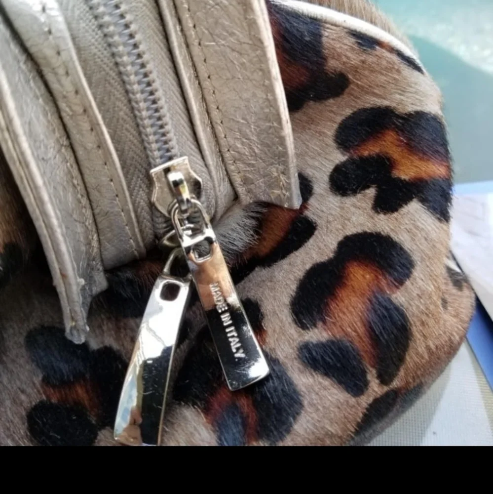 Bizroma Leopard Snake Mobwife Satchel Handbag Made in Italy Silver Heart Charm